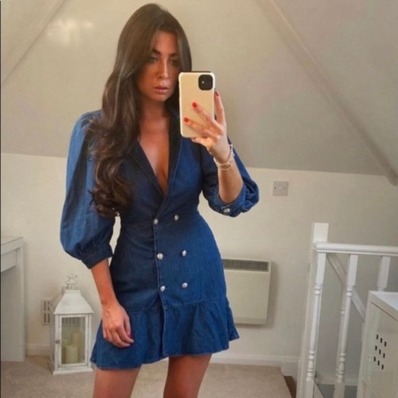 Zara | Dresses | Bnwt Zara Double Breasted Denim Dress Dark Blue 6641574701  Xs | Poshmark